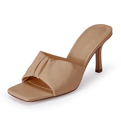 Piepiebuy Womens Square Open Toe Heeled Sandals Slip On Mules Slingback Dress Party Shoes #TOP3