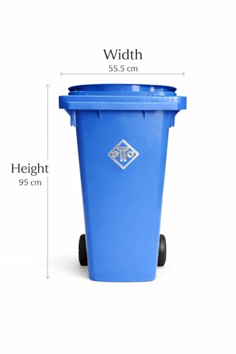 Image of OTTO Plastic Manual-Lift Garbage Waste Dustbin with Wheels 120 Ltr Blue