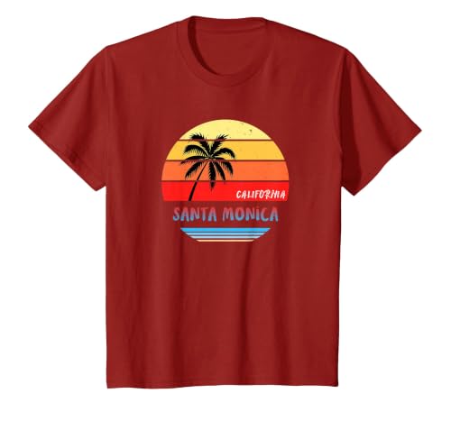 Santa Monica Shirt | Santa Monica California T-Shirt, Youth, Cranberry Red, Medium