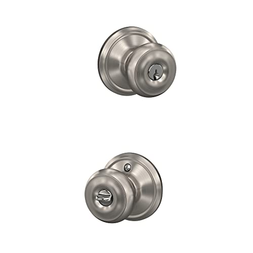 Schlage F51A Geo 619 Georgian Door Knob, Keyed Entry Lock, Satin Nickel #TOP3