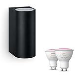 Philips Hue Nightingale Wandleuchte für Outdoor Up & Down (Schwarz) - Außenleuchte - GU10 - Weiß und Farbiges Licht - Hue White and Color Ambiance