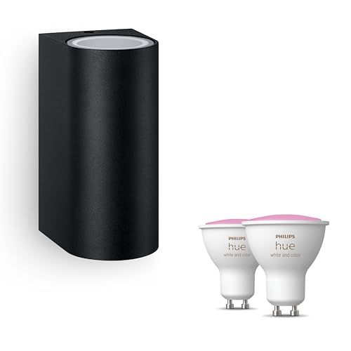 Philips Hue Nightingale Wandleuchte für Outdoor Up & Down (Schwarz) - Außenleuchte - GU10 - Weiß und Farbiges Licht - Hue White and Color Ambiance