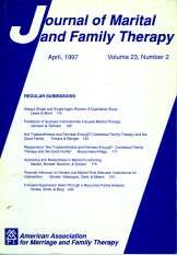 Journal of Marital and Family Therapy, April 1997 (Volume 23, Number 2): Douglas H. Sprenkle ...