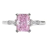 Htayekog 925 Sterling Silver Fashion Square Pink Diamond Zirconium Ring Personalized Promise Ring Women's 18K Gold Plated Sweet Temperament Square Diamond Ring Engagement Ring for Women (8)