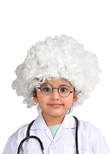 Image of BookMyCostume White Old Man Curly Hair Wig Unisex Adult & Kids Fancy Dress Costume Accessory