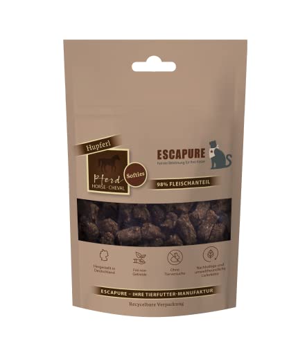 Escapure Katzen Leckerli Beutel | Pferd Hupferl 80g | Pferd Hupferl in Premium Qualität | 98% Muskelfleisch | ohne künstliche Zusatzstoffe und frei von Getreide