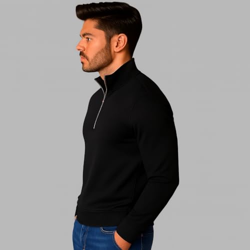 Image of Mack Jonney Men's Fleece Half-Zip High Neck Sweatshirt | Warm & Stylish Winter Wear -M4380
