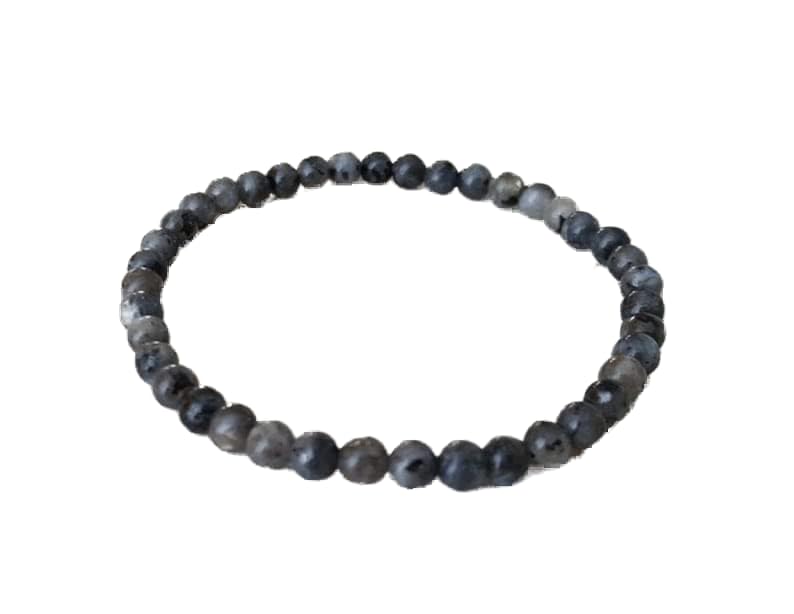 Bracelet pierre de lune noire 6mm unisexe extensible pour lithothérapie et chance