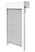 Produktbild Schellenberg 20098 Aufsatzrollladen Komplettset PVC Mini  100 x 120 cm weiß/grau, Rolladen in Höhe und Breite kürzbar, mit integrierter EPS-Dämmung und umfangreichem Zubehör für die Selbstmontage