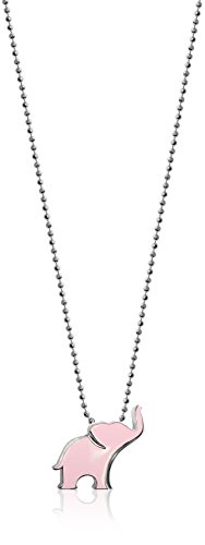 Alex Woo Women's Little Luck Sterling Silver Elephant with Pink Enamel Pendant Necklace, Size: 16