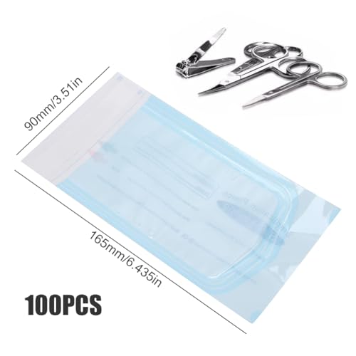 Einweg Sterilisationsbeutel, 100x Sterilisationsbeutel 9 x 16.5cm mit Verschluß Sterilisier-Beutel, Steribeutel für Autoklaven, Selbst-Klebend, Steribeutel für Autoklaven