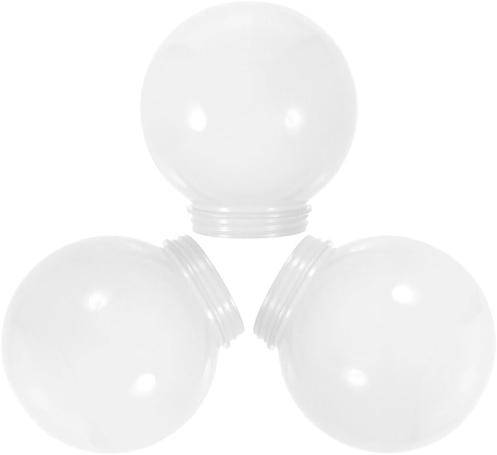 EXCEART 3pcs Acrylic Lamp Post Globe with Threaded Neck White Lamp