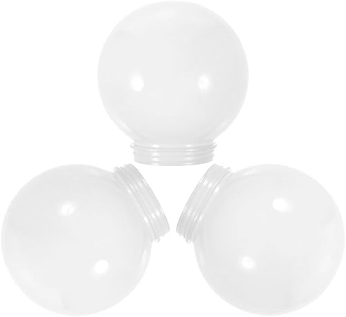 EXCEART 3 unids acrílico lámpara poste globo con cuello roscado pantalla lámpara blanca redonda globo de luz de plástico tornillo cuello ventilador