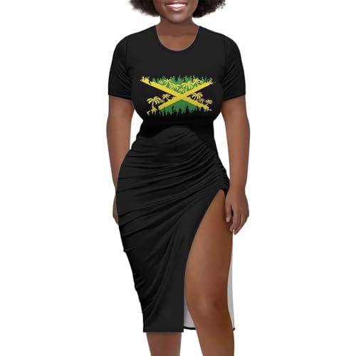 Image of Short Sleeve Dress for Women,Sexy Bodycon Dress,Plus Size Slit Dress,String Design s-4xl