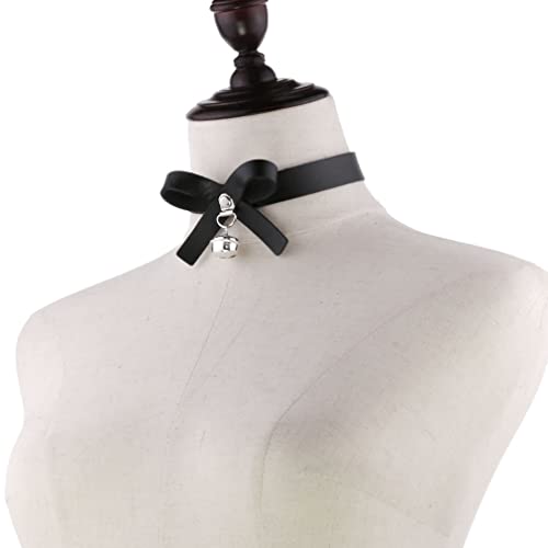 Eylun Women Goth Leather Choker Bow-Knot Collar Girl Punk Adjustable Gothic Collar Necklaces Red #TOP2