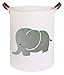 CLOCOR Large Storage Basket,Canvas Fabric Waterproof Storage Bin Collapsible Laundry Hamper for Home,Kids,Toy Organizer (Grey Elephant)