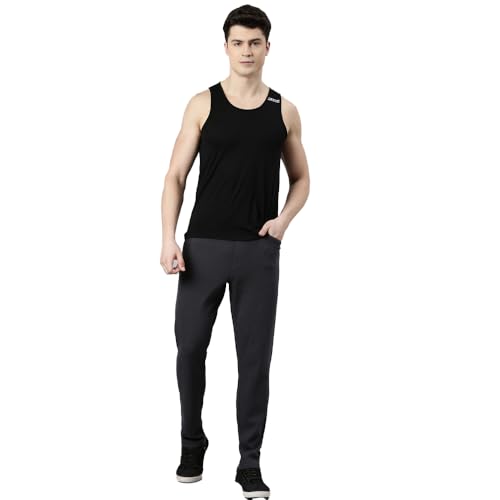Image of F A S O Men's Cotton Track Pants - Casual Fit, Ottoman Fabric, Denim Pocket, Invisible Back Pocket, Adjustable Drawcord Waist - Gym, Workout, All-Day Comfort Lounge Joggers