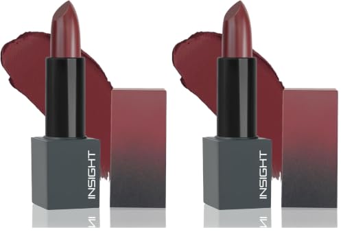 Image of INSIGHT Velvet Matte Lipstick (First Kiss) | Long Lasting, Smudge-Proof & Non-Drying | Enriched with Cocoa Butter, Argan Oil & Vitamin E | Smooth Application, Bold Pigment - 3.8g (Pack of 2)
