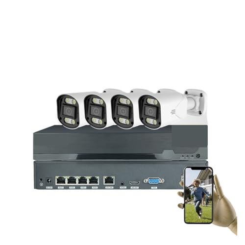 De Cámaras Seguridad CCTV PoE 5 MP, Kit Videovigilancia For El Hogar, NVR 4 Canales, Audio, Cámara IP For Exteriores(4CH 4 Bullet Camera)