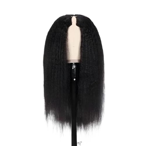 Perruque cheveux humains lisses en V frange femmes noires