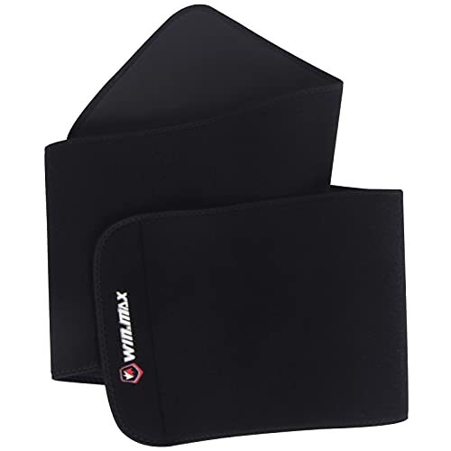 WIN.MAX Waist Trimmer Belt,Waist Trainer for women,Weight loss and Sweat Wrap,Slimmer Kit for men,Abdominal Trainer,Adjustable Waist Cincher Trimmer,Sport Sauna Effect Black