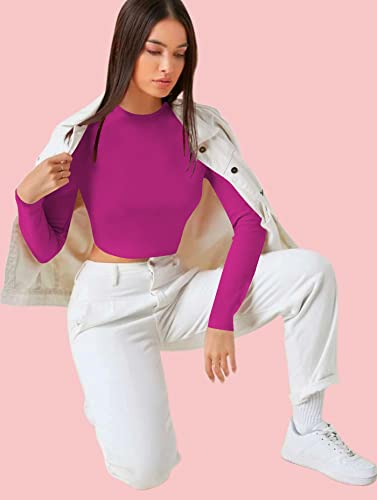 Image of Dream Beauty Fashion Women's Casual Round Neck Long Sleeves Stylish Crop Top - 17 inch Inches (Tee-Tally 02)