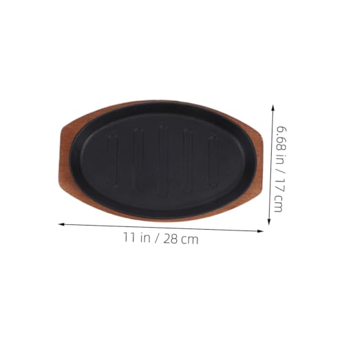 ZUNOXAZ Cast Iron Fajita Pan with Wooden Tray and Heat-Resistant Mitt Versatile Grill and Bakeware for Stovetop and Oven Cooking Even Heat Distribution Steak Platter for Home Barbecue - Image 3