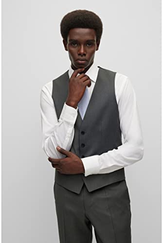 Chaleco de sarga de lana H-Huge-Vest-B1 con corte recto formal 3