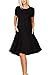 Annabelle Women's Comfy Short Sleeve Scoop Neck Swing Dresses With Pockets 3X-Large Black D5213X