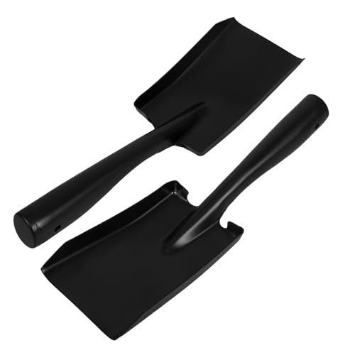 Mikikit 2pezzi Paletta per Cenere in Acciaio Robusto Paletta per Carbone da Barbecue Portatile Utensile Manuale per Giardinaggio all Aperto