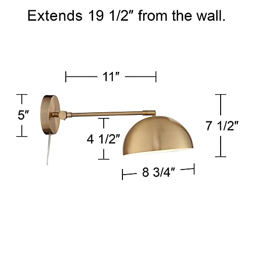 360 Lighting Brava Modern Indoor Adjustable Wall Lamps Set Of 2 Antique Brass Plug-In Light Fixture Up Down Dome Shades For Bedroom Bedside House Reading Living Room Home Hallway Dining #TOP3