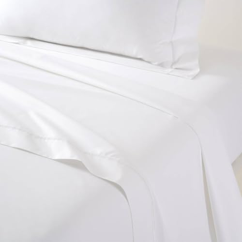 Yves Delorme Athena Blanc (White) Flat Sheet | 500 Thread Count, Cotton | Luxury Bedding from France