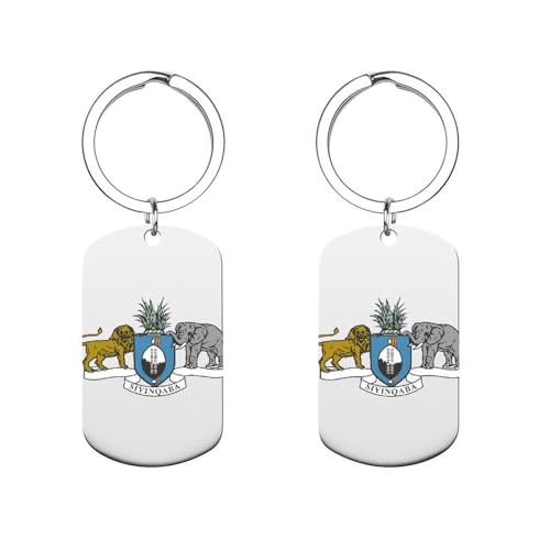 Porte-clés mignon avec blason d'Eswatini, anneau porte-clés amusant, médaille pour chien, breloque pour sac.
