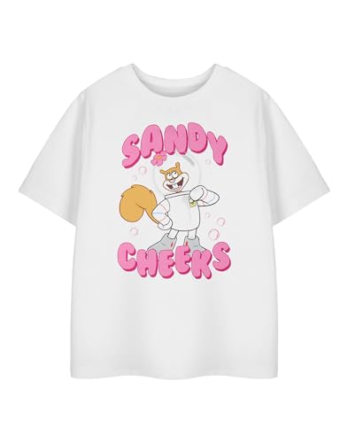 SpongeBob SquarePants Sandy Cheeks Girls White Short-Sleeved Graphic Tee | Cartoon Character Sandy Cheeks Design