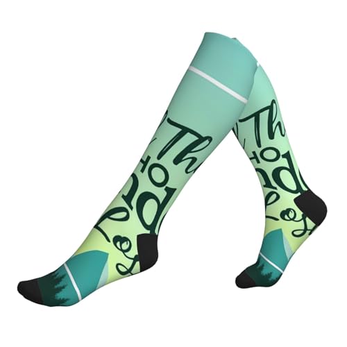 Nuzjahu Not All Those Who Wander Are Lost 1 Print Compression Socks For Women Men 15-20 Mmhg Circulation Knee High Socks Best Support For Nurse Running Travel 2 Black-2