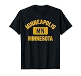 Minneapolis Minnesota Gym Style Distressed Amber Print T-Shirt