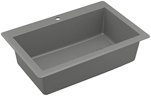 Karran Qt-670 Drop-In Quartz Composite 33 In. 1-Hole Single Bowl Kitchen Sink In White #TOP5