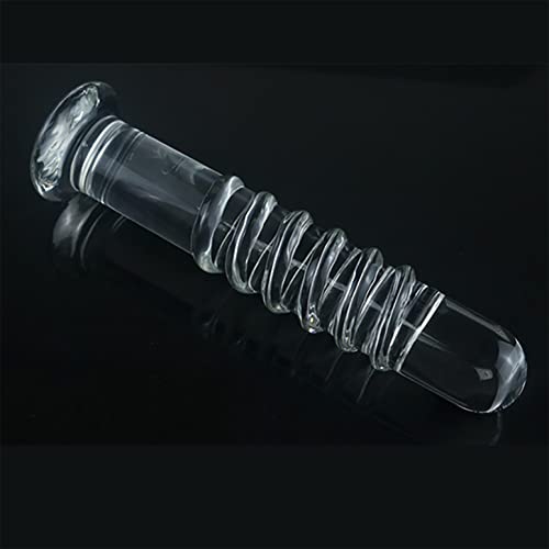 Barra de masaje roscada de cristal transparente, 19 cm de largo, 3,4 cm de diámetro