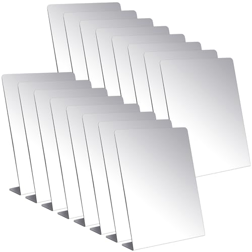 Amyhill 16 Pcs Counter Top Mirror Freestanding Table Desk Mirror Self Portrait Single Sided Acrylic Glass for Tabletop Desk Counter Bedroom Office Bathroom Home Dorm (9 x 10 Inch)