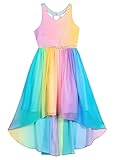 Rare Editions Girls 7-16 Rainbow Chiffon High-Low Jewel Waist Dress (12), Multicolor