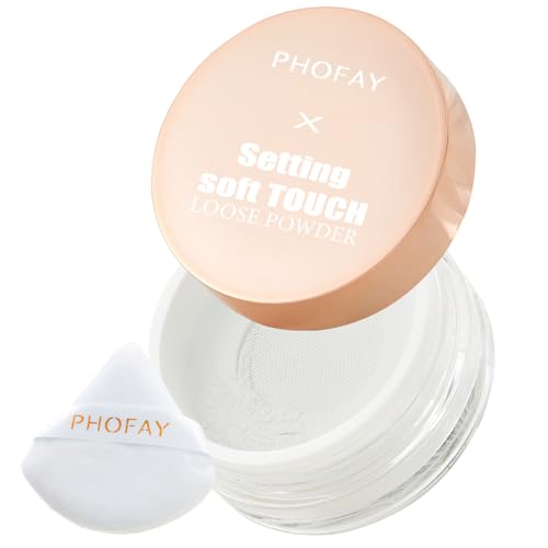 PHOFAY Setting Soft Touch Loose Powder 10g / 0.35oz – Mica-Infused, Oil-Control &amp; Long-Lasting Wear, Natural Matte Finish, Breathable Non-Cakey Texture (01#, 10g/0.35oz.)