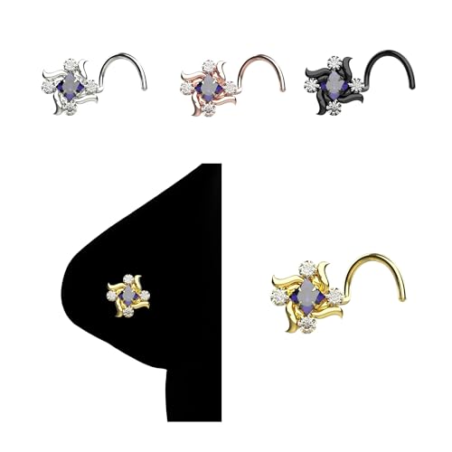 Amethyst Nose Ring 925 Sterling Silver Nose Jewelry Square Shaped Nose Stud Silver Nose Ring -  Piercingshop22