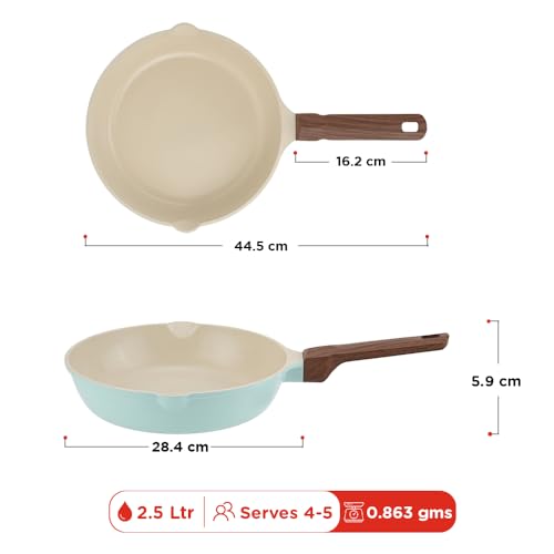Image of Vinod Ceravit Ceramic Non Stick Frypan - 26 cm, 2.5 Litre | Chemical-Free Coating | No PFAS & PFOA | Healthy Cookware | Frying, Omelette & Fish Pan for Kitchen Cooking | Gas & Induction Compatible