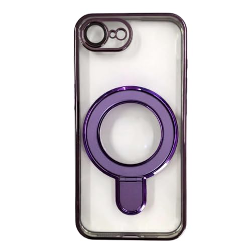 �܂��ݎ� ��̌^�����O iPhone 17e / 16e �p �P�[�X �X�^���h�@�\ �N���A�P�[�X ���^ �y�� ���� �A�C�t�H�� �J�o�[ ���^���b�NTPU (�p�[�v��, iPhone 17e / 16e)