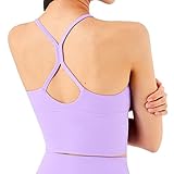 Lemedy Women Sports Bras Strappy Longline Fitness Padded Workout Yoga Running Crop Tank Tops (Light-