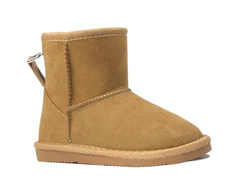 Image of REDVOLUTION Kids Boots Toddler Girls Cute 2 Buttons || Rhinestone Faux Fur Suede Knitting Shoe