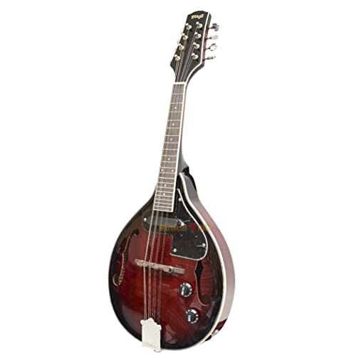 Stagg M50E Acoustic-Electric Bluegrass Mandolin with Nato Top – Redburst
