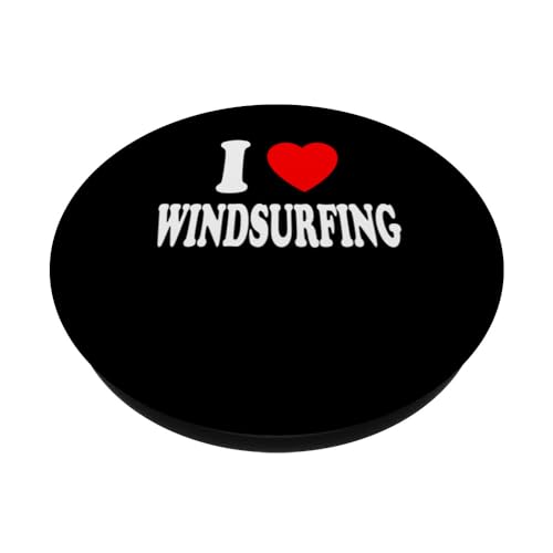 I Heart (Love) Windsurfing Surfing Sailing Sailboarding PopSockets Swappable PopGrip, Black - Image 2
