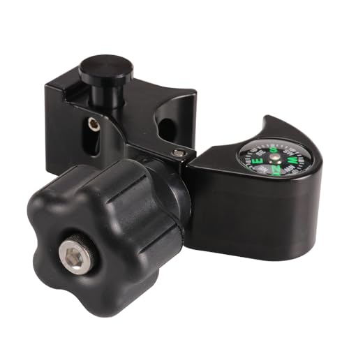 DMITER Aluminum Data Collector Holder – Quick Release Clamps Open Clamp Bracket with Compass, GNSS Accessory Pole Clamp for 32mm/1.25\" Poles, T-Style Claw Type Holder for GPS Surveying Equipment