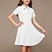 Blczomt Summer Dresses for Girls Short Sleeve Casual Button Collar Dress Loose Fashion Solid Beach Sundress with Pocket
